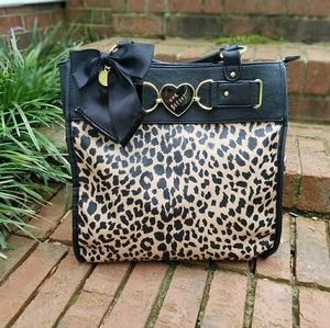 Betsy Johnson tote size leopard print purse